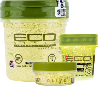 Three Jar Sizes of ECO Styling Gel with Olive Oil